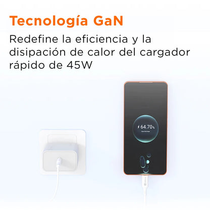 Combo Carga Rápida Cargador de Pared Solohour de 45W USB-C con Cable USB-C a USB-C de 1m y 3A