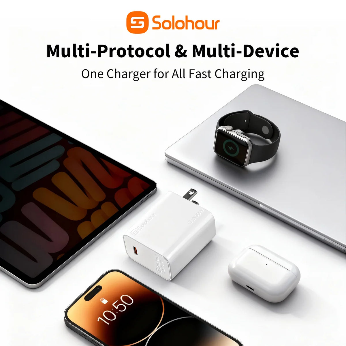 Combo Cargador Solohour 30W GaN USB-C + Cable USB-C 1m