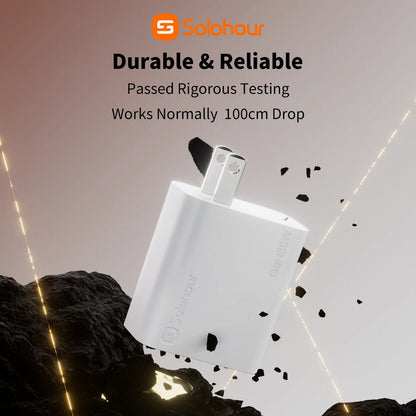 Combo Cargador Solohour 30W GaN USB-C A301L + Cable USB-C a Lightning 1m