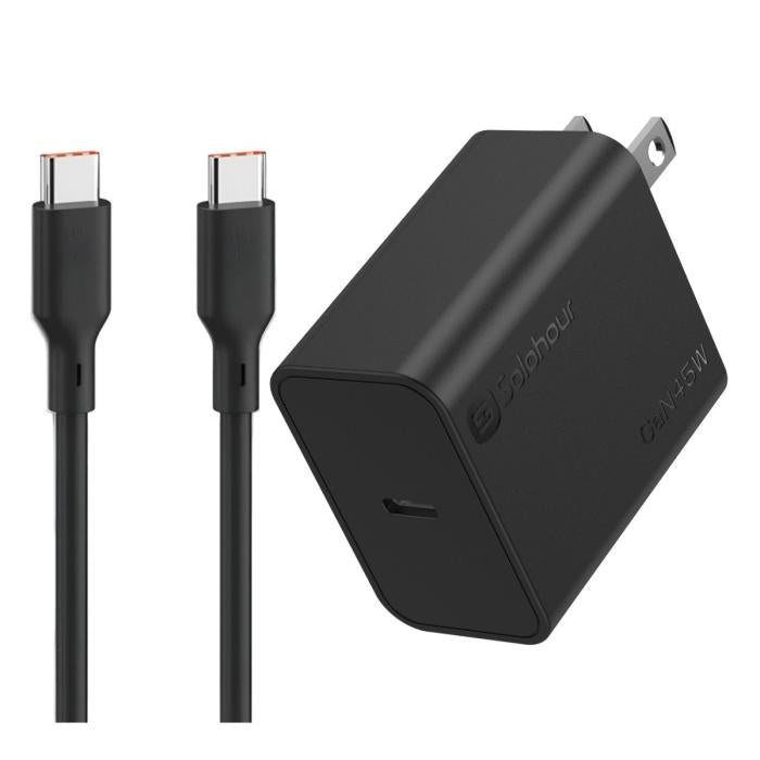 Combo Carga Rápida Cargador de Pared Solohour de 45W USB-C con Cable USB-C a USB-C de 1m y 3A