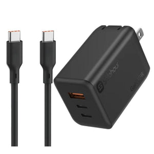 Combo Cargador de Pared Solohour de 65W USB-C (2C1A) con Cable USB-C a USB-C de 1m y 3A