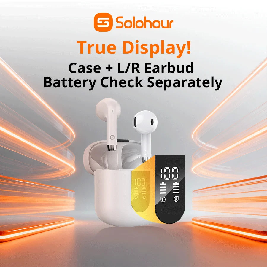 Audífonos Bluetooth TWS Solohour ST2 semi in-ear con pantalla digital