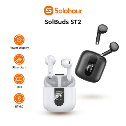 Audífonos Bluetooth TWS Solohour ST2 semi in-ear con pantalla digital