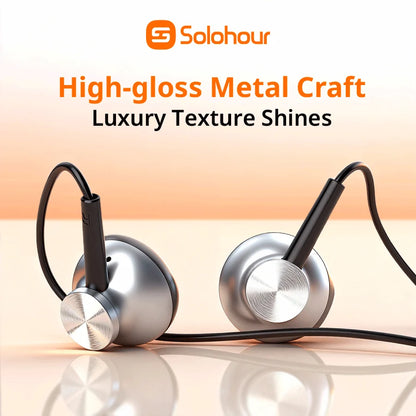 Audífonos con cable Solohour W02 metálicos semi in-ear