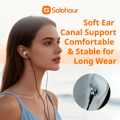 Audífonos con cable Solohour W02 metálicos semi in-ear