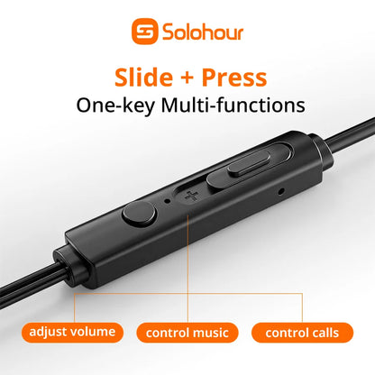 Audífonos con cable Solohour W02 metálicos semi in-ear