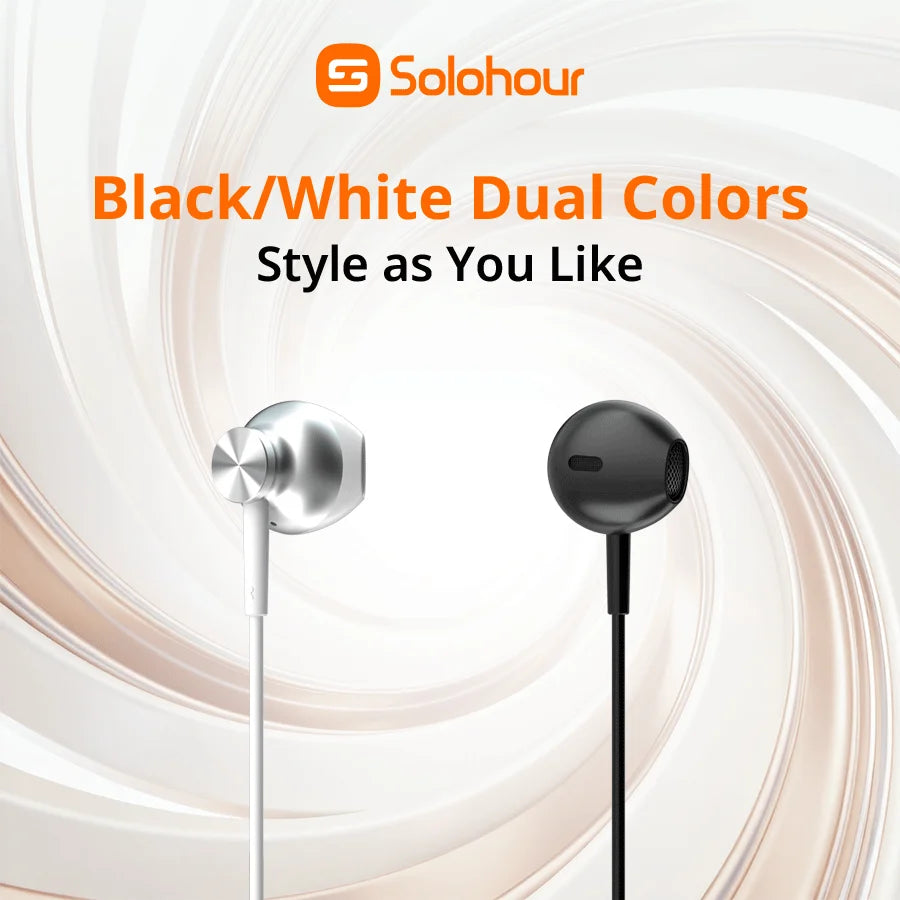 Audífonos con cable Solohour W02 metálicos semi in-ear