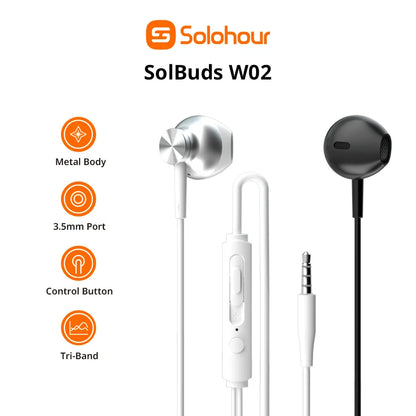 Audífonos con cable Solohour W02 metálicos semi in-ear