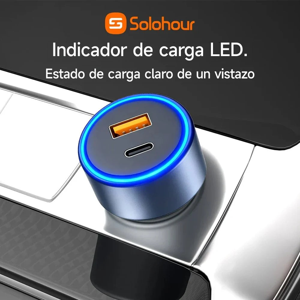 Cargador Solohour de Auto 48W USB-A + USB-C CAR1 + Cable USB-C 1m